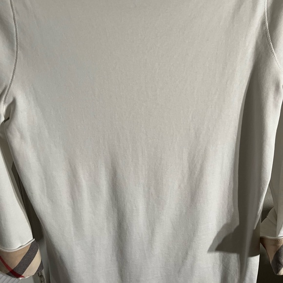 BURBERRY BRIT PRE-LOVED AUTHENTIC WHITE SIGNATURE DESIGN SCOOP NECK TOP - Picture 6 of 17
